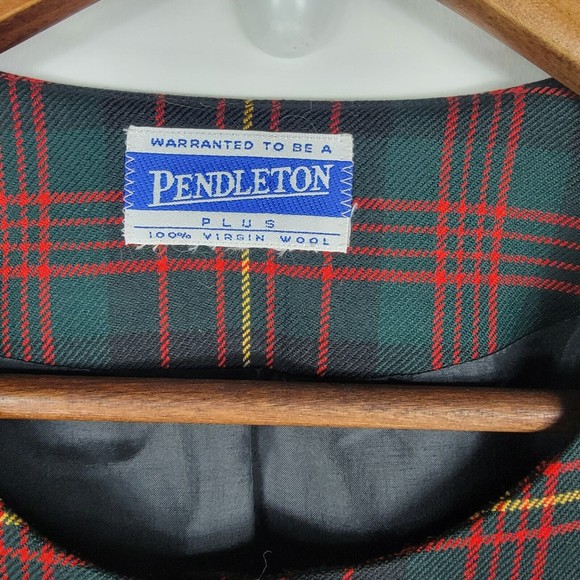 Vintage Pendleton Red Green Plaid 100% Wool Blazer No Size Tag - Picture 4 of 7